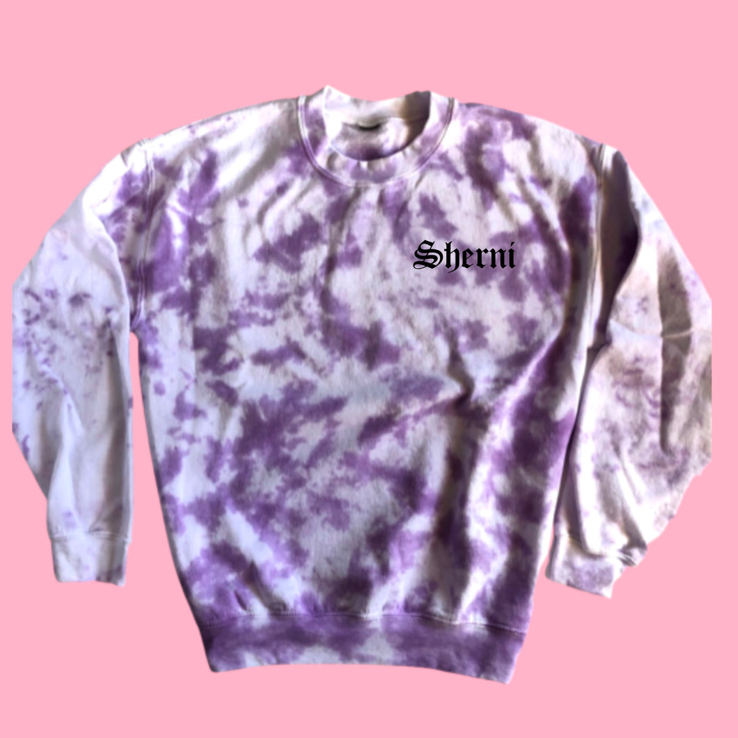 PURPLE SHERNI CLOUD TIE DYE CREWNECK