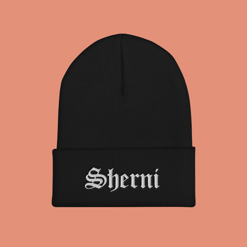 SHERNI CUFFED BLACK BEANIE EMBROIDERED sold by Sherni Streetwear a South Asian Streetwear Brand founded by two Punjabi sisters. Sherni means lion in Punjabi & Hindi. 