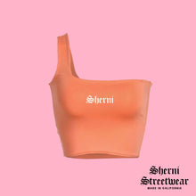 Load image into Gallery viewer, ASYMMETRICAL SHERNI PEACH CROP TOP
