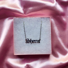 Load image into Gallery viewer, Sherni silver nameplate necklace by Sherni Streetwear
