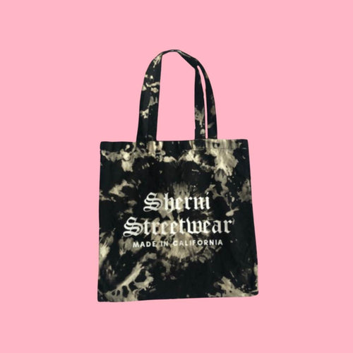 BLACK TIE DYE TOTE BAG BY SHERNI STREETWEAR