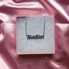 Load image into Gallery viewer, Bad Beti nameplate necklace in silver by Sherni Streetwear
